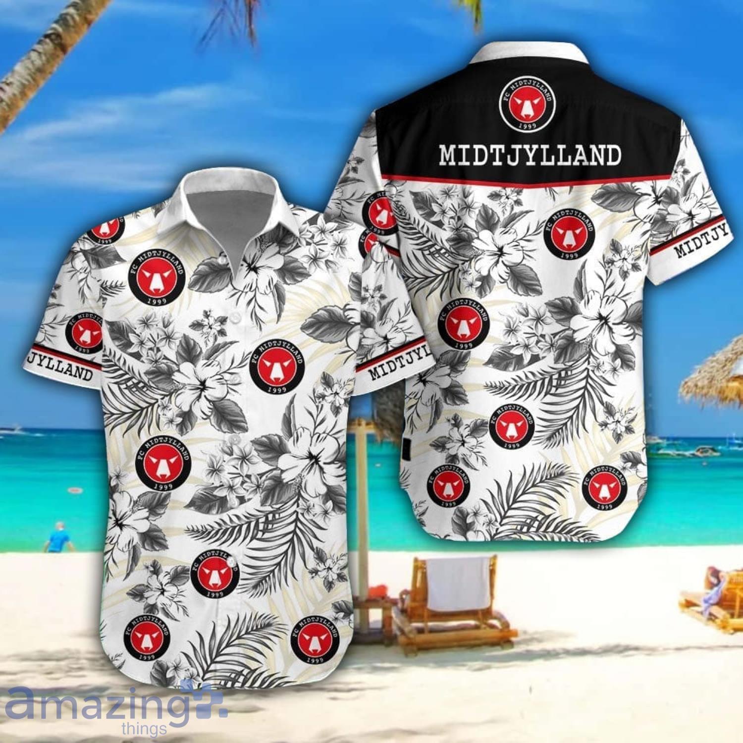 FC Midtjylland Hawaiian Shirt Tropical Style Summer Gift For Men And Women image FC Midtjylland Hawaiian Shirt Tropical Style Summer Gift For Men And Women Product Photo 1