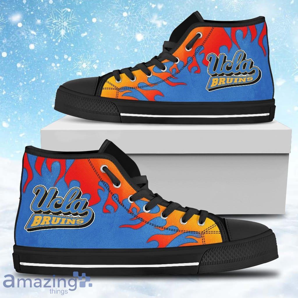 Fire Burning Fierce Strong Logo Ucla Bruins High Top Shoes Gift For Big Fans image Fire Burning Fierce Strong Logo Ucla Bruins High Top Shoes Gift For Big Fans Product Photo 1