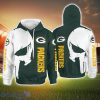Green Bay Packers Skull All Over Printed 3D Hoodie
