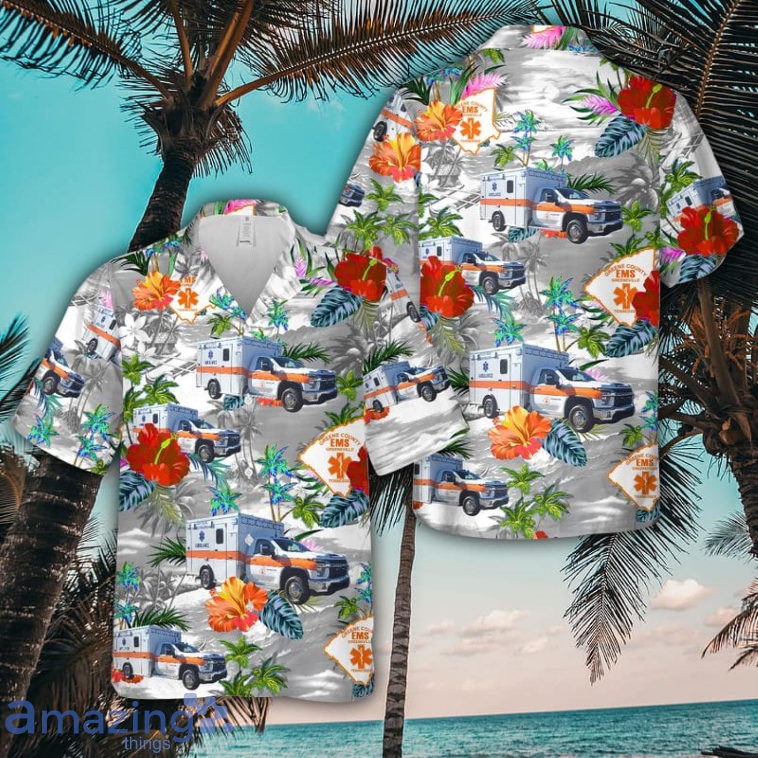 Greene County EMS 3D Hawaiian Shirt Summer Time Holiday Gift For Men And Women image Greene County EMS 3D Hawaiian Shirt Summer Time Holiday Gift For Men And Women Product Photo 1