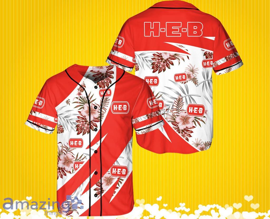 H E B Logo Tropical Flower Baseball Jersey Shirt Gift For Men And Women image H-E-B Logo Tropical Flower Baseball Jersey Shirt Gift For Men And Women Product Photo 1
