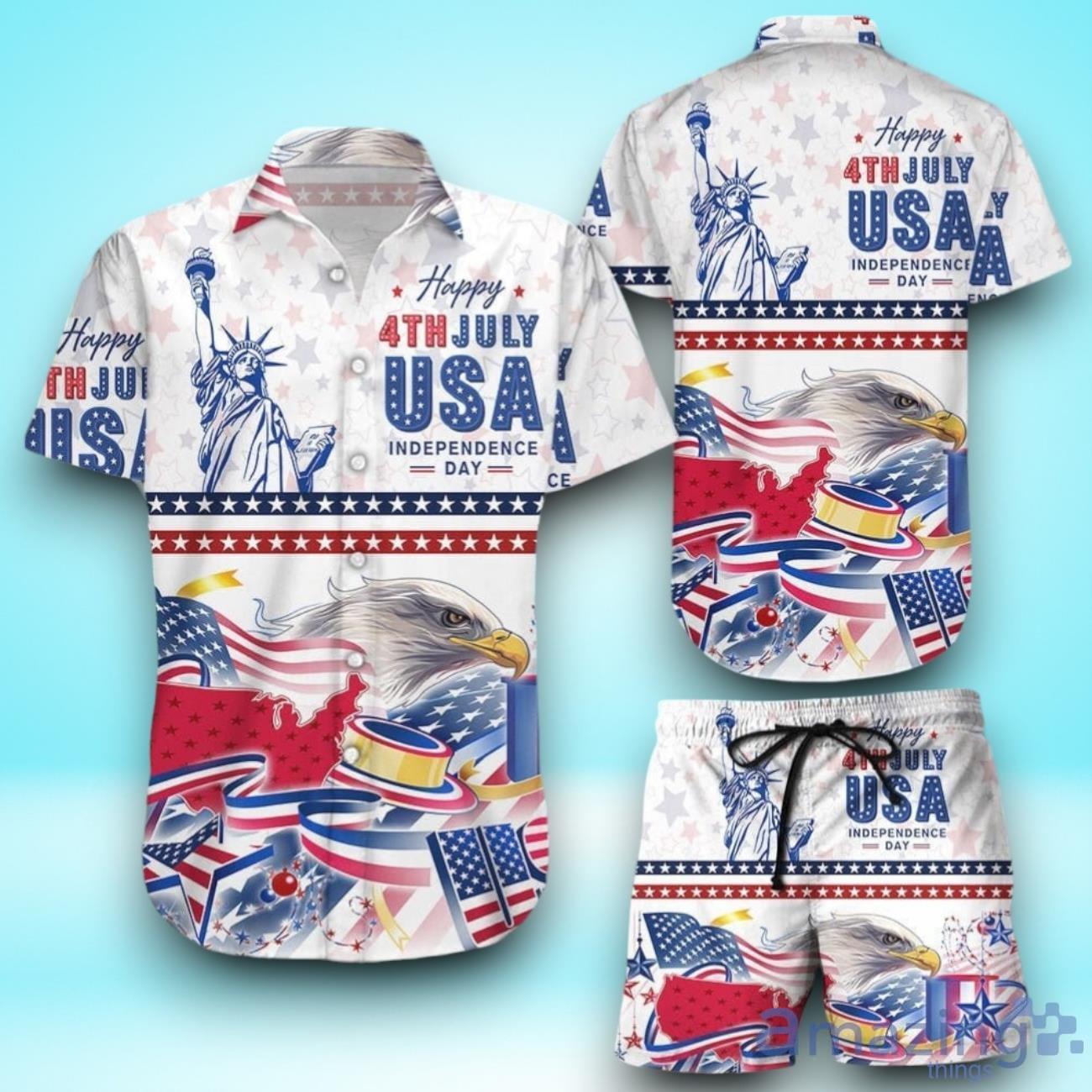 Happy 4Th July Usa Independence Day American Eagle Hawaiian Shirt & Short For Men And Women image Happy 4Th July Usa Independence Day American Eagle Hawaiian Shirt & Short For Men And Women Product Photo 1