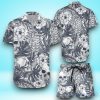 Happy Halloween Day Skull Tropical Grey Hawaiian Shirt & Short For Men And Women