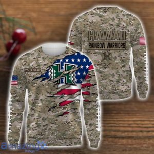 Hawaii Rainbow Warriors Custom Name Camo Pattern T-Shirt Hoodie Sweatshirt Zipper Hoodie Father's Day Gift Product Photo 2