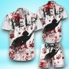 Horror Cat Shirt Cat Halloween Scary Blood Hawaiian Shirt & Short For Men And Women