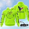 Houston Texans Grinch Custom Name Hoodie Unisex Neon Green Color