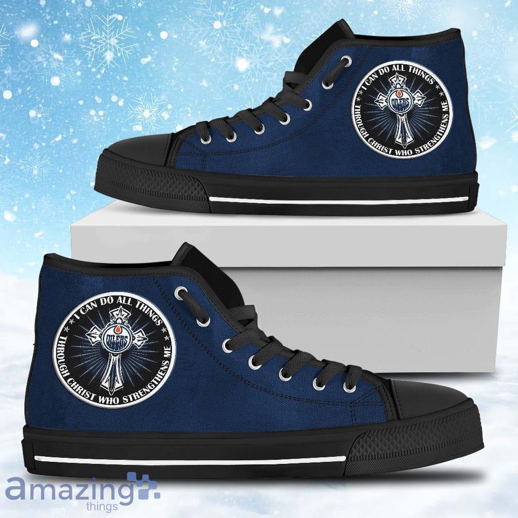 I Can Do All Things Through Christ Who Strengthens Me Edmonton Oilers High Top Shoes Gift For Big Fans image I Can Do All Things Through Christ Who Strengthens Me Edmonton Oilers High Top Shoes Gift For Big Fans Product Photo 1