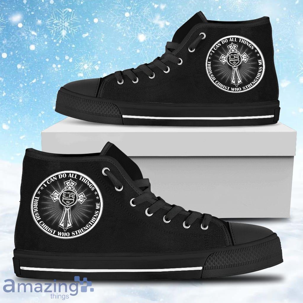 I Can Do All Things Through Christ Who Strengthens Me Los Angeles Kings High Top Shoes Gift For Big Fans image I Can Do All Things Through Christ Who Strengthens Me Los Angeles Kings High Top Shoes Gift For Big Fans Product Photo 1
