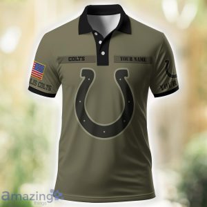 Indianapolis Colts Polo Shirt Custom Name For Fans Military green Color Product Photo 3
