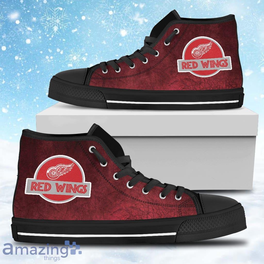 Jurassic Park Detroit Red Wings High Top Shoes V2 Gift For Big Fans image Jurassic Park Detroit Red Wings High Top Shoes V2 Gift For Big Fans Product Photo 1