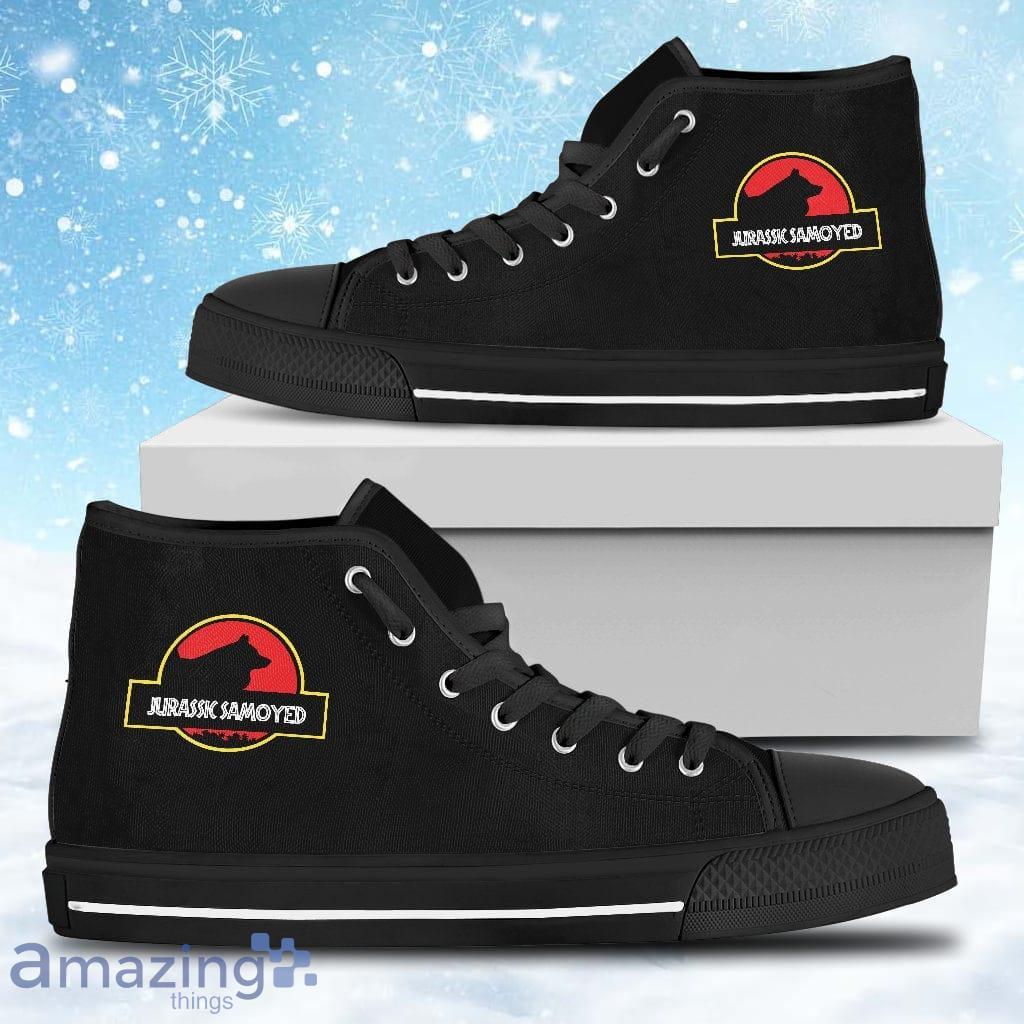 Jurassic Park Samoyed High Top Shoes Gift For Big Fans image Jurassic Park Samoyed High Top Shoes Gift For Big Fans Product Photo 1