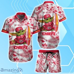 Kansas City Chiefs NFL Baby Yoda Hawaiian Shirt & Short Tropical Pattern Best Gift For Fan Product Photo 1