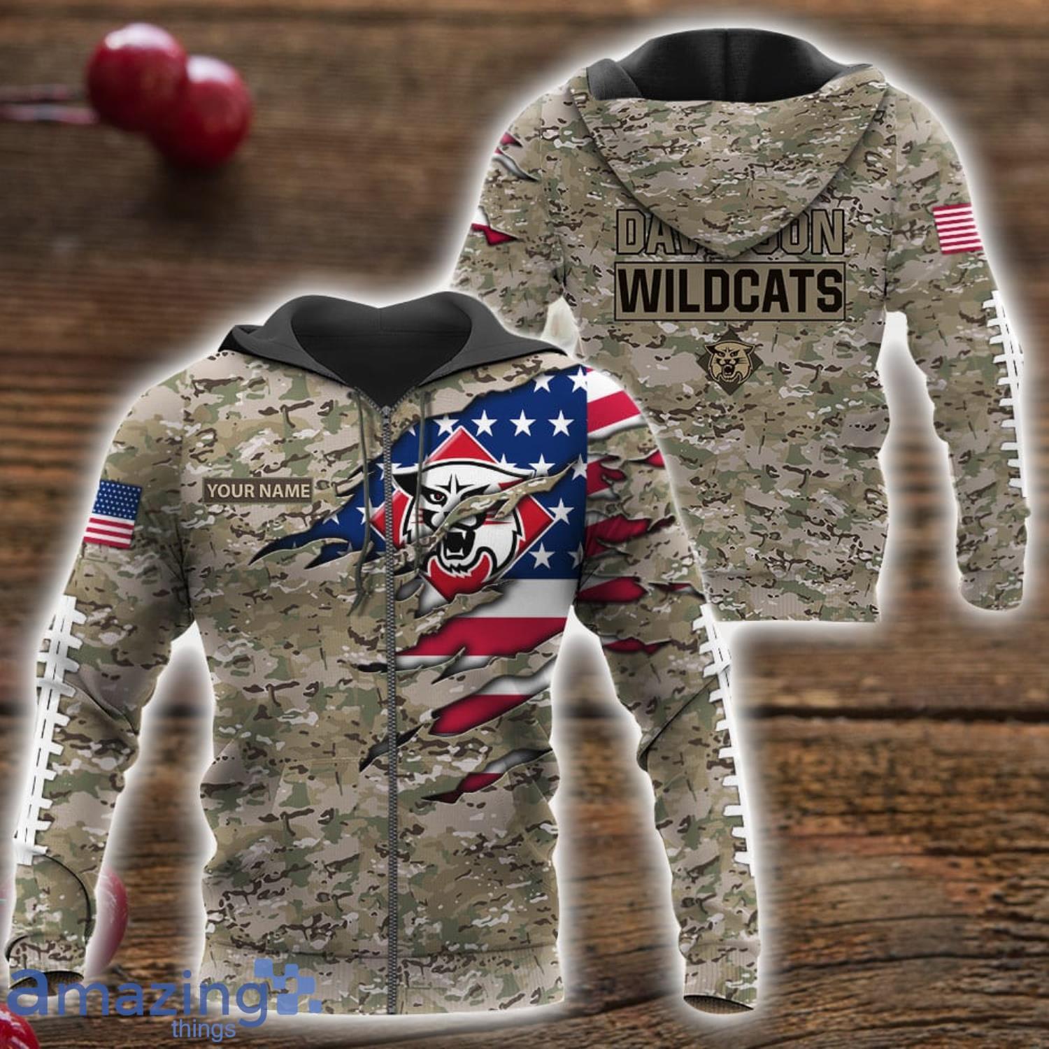 Davidson Wildcats Custom Name Camo Pattern T Shirt Hoodie Sweatshirt Zipper Hoodie Father's Day Gift image Davidson Wildcats Custom Name Camo Pattern T-Shirt Hoodie Sweatshirt Zipper Hoodie Father's Day Gift Product Photo 4
