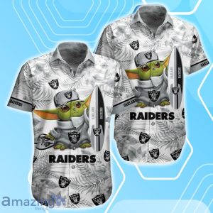 Las Vegas Raiders NFL Baby Yoda Hawaiian Shirt & Short Style Tropical Pattern Best Gift For Fan Product Photo 2