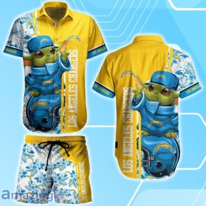 Los Angeles Chargers Football NFL Baby Yoda Hawaiian Shirt & Short New Trends Perfect Gift For Fan Product Photo 1