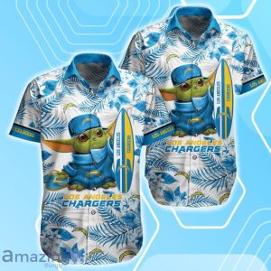 Los Angeles Chargers NFL Baby Yoda Hawaiian Shirt & Short Tropical Pattern Best Gift For Fan Product Photo 2