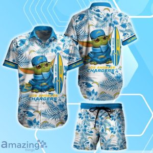 Los Angeles Chargers NFL Baby Yoda Hawaiian Shirt & Short Tropical Pattern Best Gift For Fan Product Photo 1