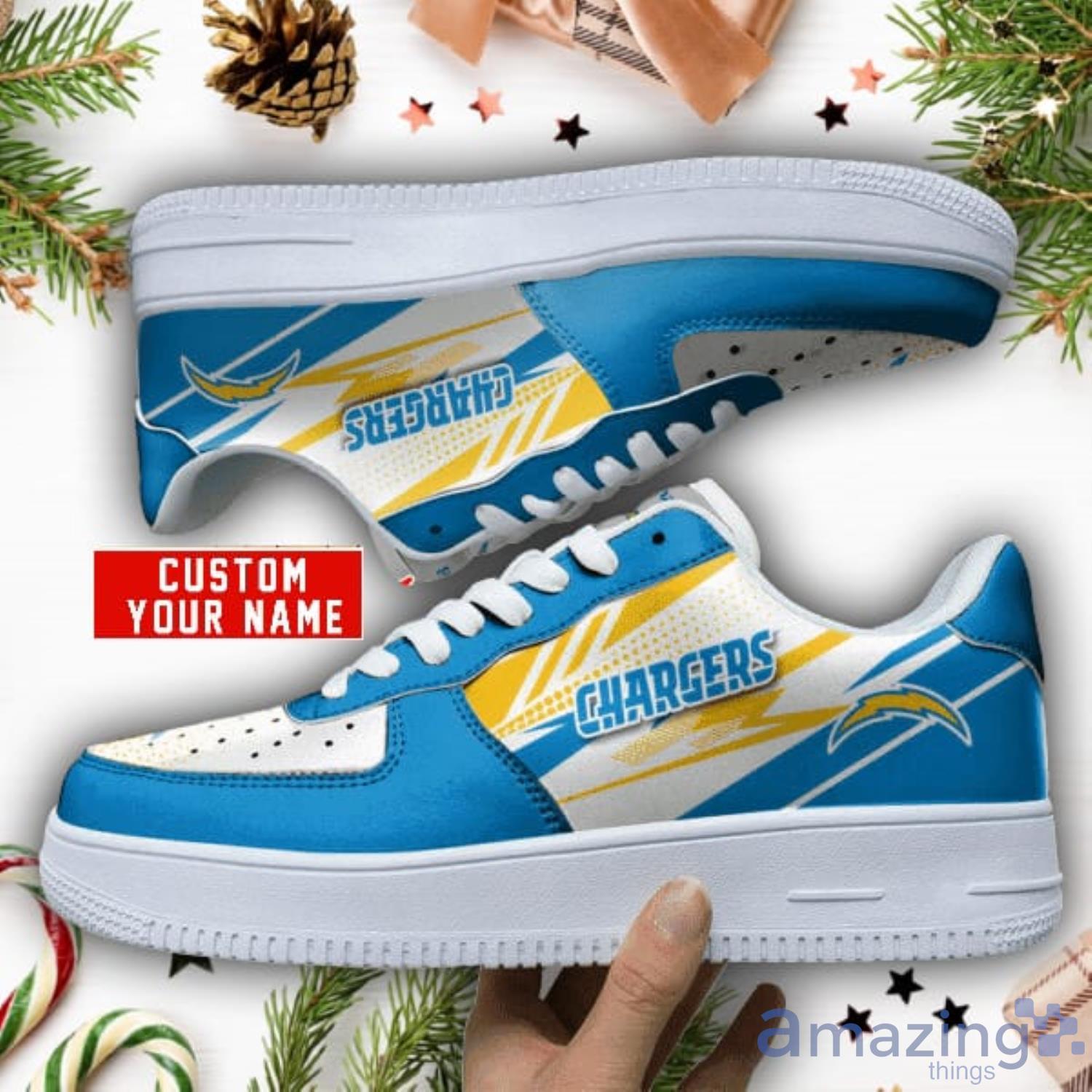 Los Angeles Chargers Personalized Name Air Force 1 Shoes For Fans Gift image Los Angeles Chargers Personalized Name Air Force 1 Shoes For Fans Gift Product Photo 1