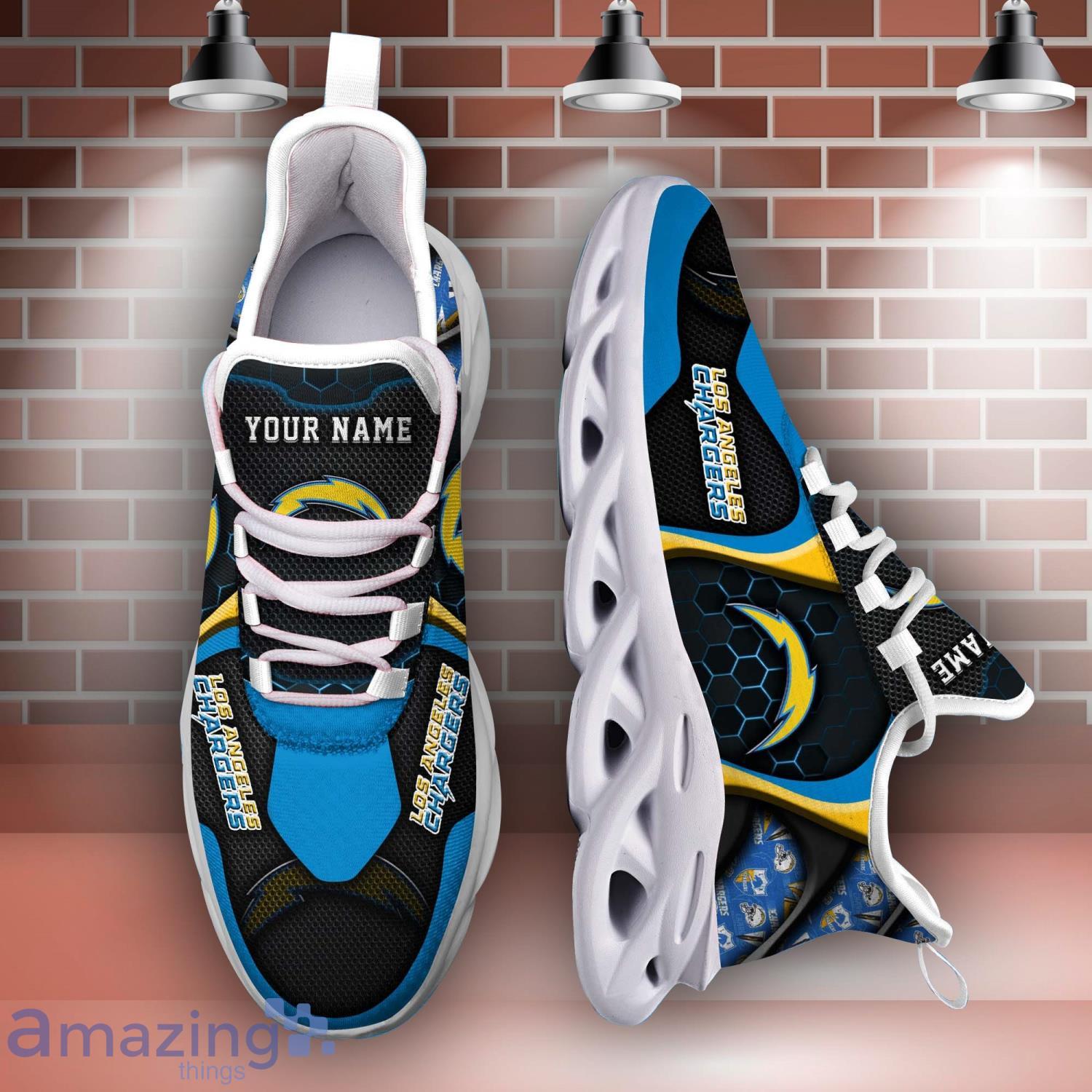 Los Angeles Chargers Sport Gift Sneakers Personalized Name Max Soul Shoes image Los Angeles Chargers Sport Gift Sneakers Personalized Name Max Soul Shoes Product Photo 2