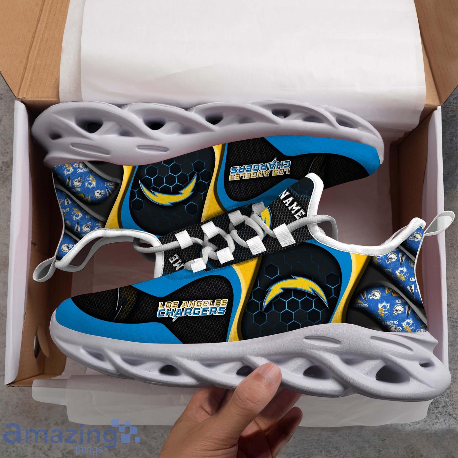 Los Angeles Chargers Sport Gift Sneakers Personalized Name Max Soul Shoes image Los Angeles Chargers Sport Gift Sneakers Personalized Name Max Soul Shoes Product Photo 3