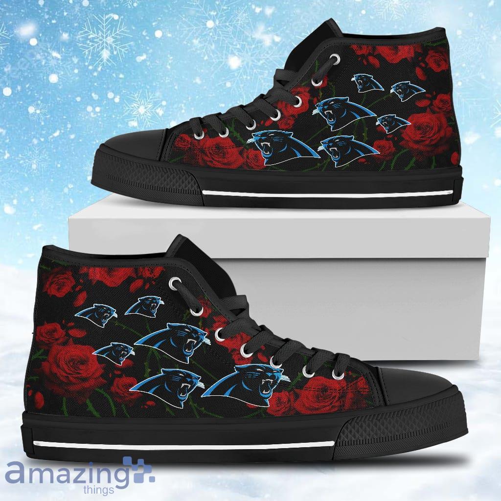 Lovely Rose Thorn Incredible Carolina Panthers High Top Shoes Gift For Big Fans image Lovely Rose Thorn Incredible Carolina Panthers High Top Shoes Gift For Big Fans Product Photo 1