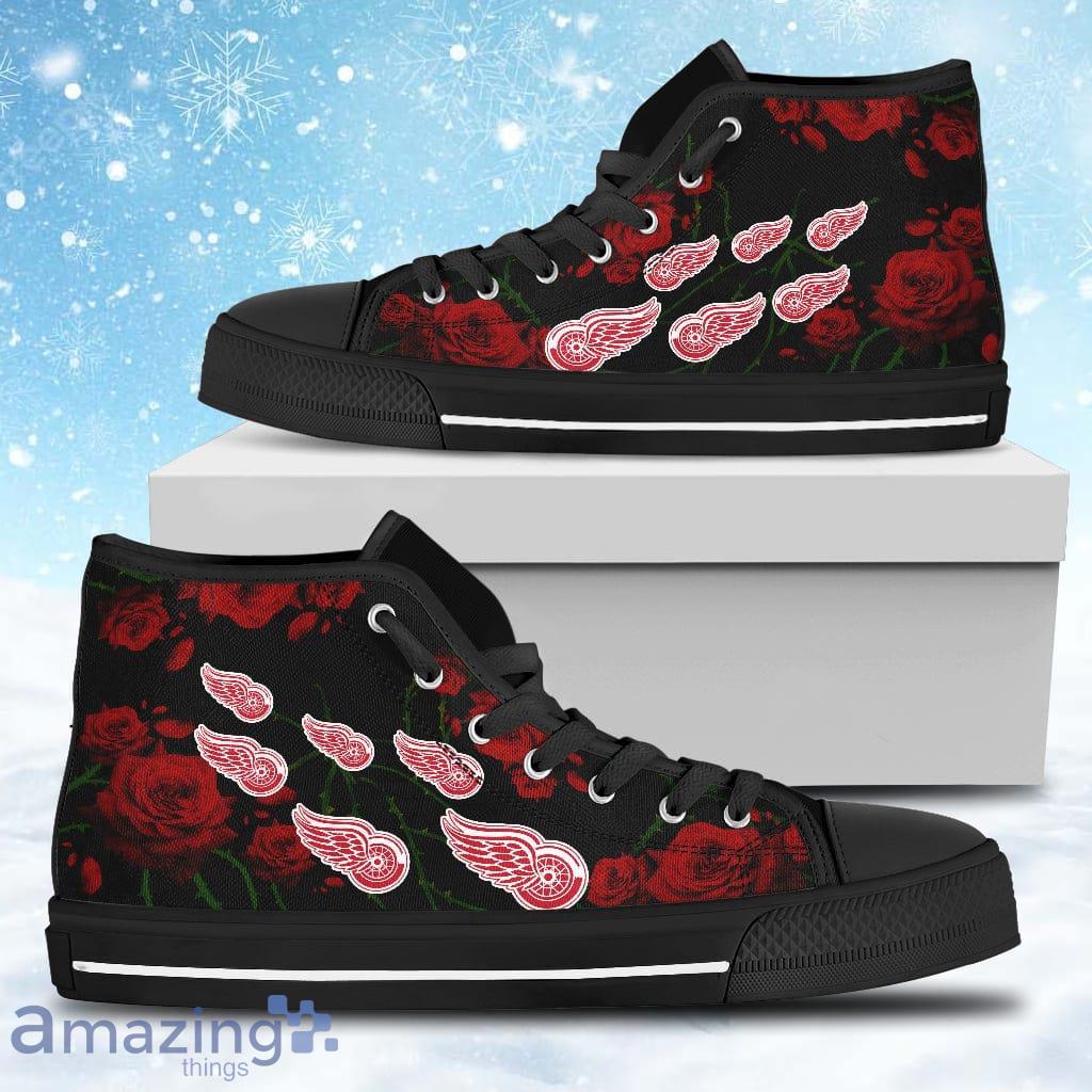 Lovely Rose Thorn Incredible Detroit Red Wings High Top Shoes Gift For Big Fans image Lovely Rose Thorn Incredible Detroit Red Wings High Top Shoes Gift For Big Fans Product Photo 1