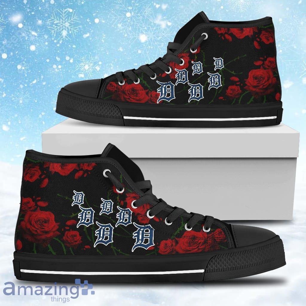 Lovely Rose Thorn Incredible Detroit Tigers High Top Shoes Gift For Big Fans image Lovely Rose Thorn Incredible Detroit Tigers High Top Shoes Gift For Big Fans Product Photo 1