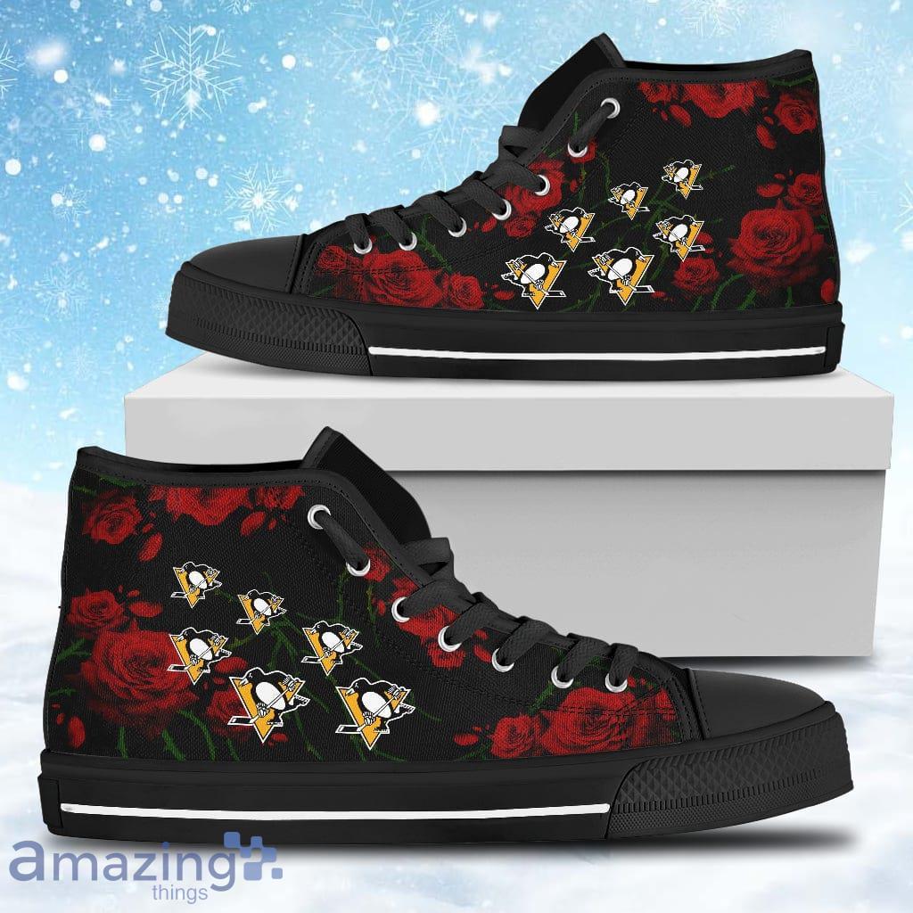 Lovely Rose Thorn Incredible Pittsburgh Penguins High Top Shoes Gift For Big Fans image Lovely Rose Thorn Incredible Pittsburgh Penguins High Top Shoes Gift For Big Fans Product Photo 1
