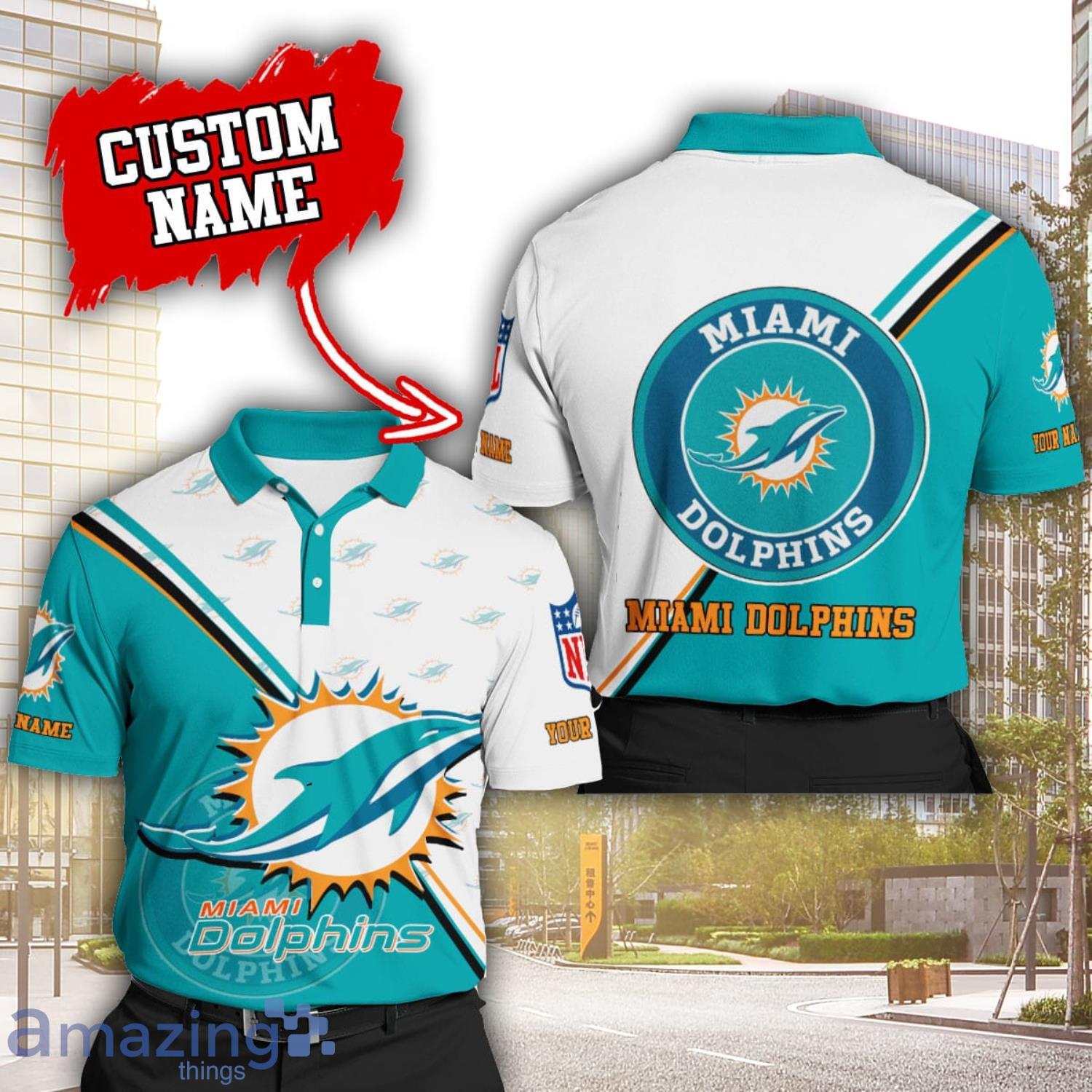 Miami Dolphins Custom Name Polo Shirt 3D All Over printed Gift For Sport Fans image Miami Dolphins Custom Name Polo Shirt 3D All Over printed Gift For Sport Fans Product Photo 1