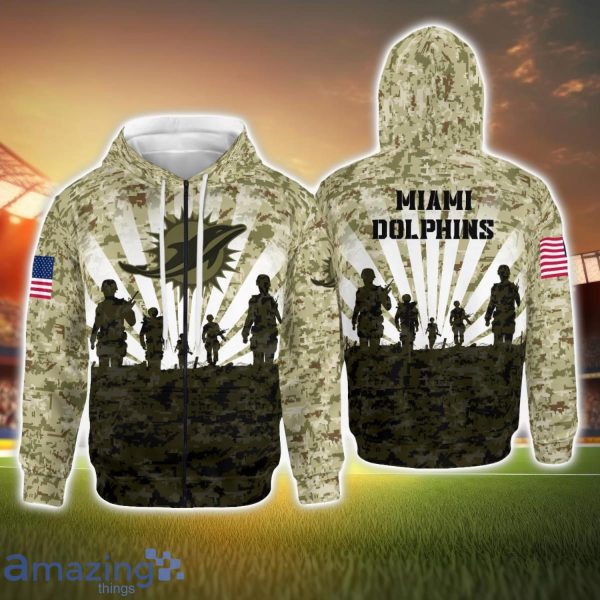 Miami Dolphins Military All Over Printed 3D Hoodie