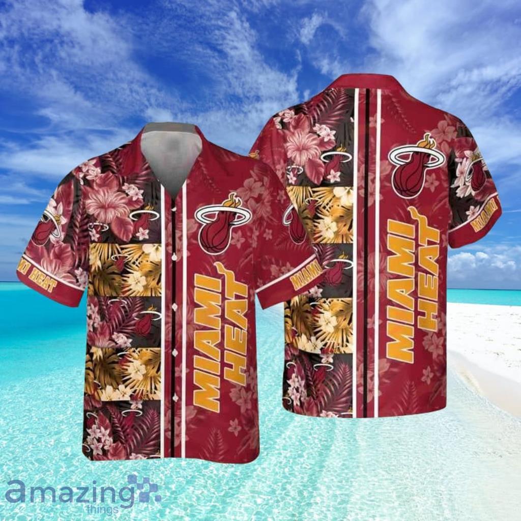 Miami Heat National Nba 2023 Hibiscus Pattern Hawaiian Shirt image Miami Heat National Nba 2023 Hibiscus Pattern Hawaiian Shirt Product Photo 1