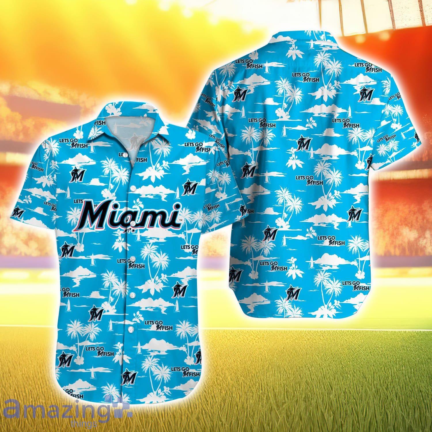Miami Marlins MLB Coconut Pattern Blue Hawaiian Shirt Product Photo 1