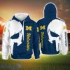 Michigan Wolverines Skull All Over Printed 3D Hoodie