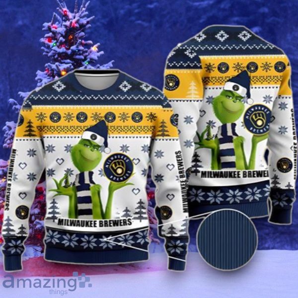 MLB Grinch American Baseball Milwaukee Brewers Ugly Christmas Sweater Unique Gift Product Photo 1