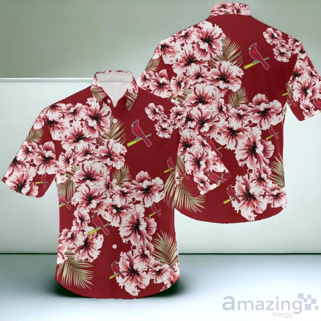MLB St. Louis Cardinals Flower Pattern Hawaiian Shirt Unisex image MLB St. Louis Cardinals Flower Pattern Hawaiian Shirt Unisex Product Photo 1