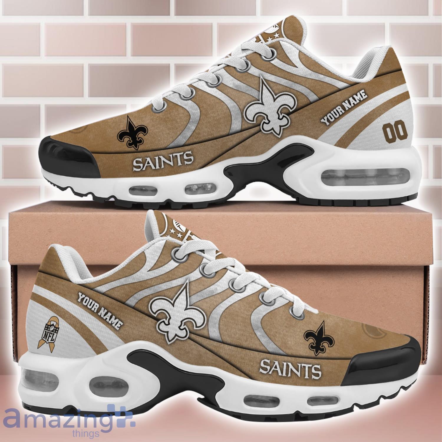 New Orleans Saints Custom Name And Number Limited Air Cushion Sport Shoes Gifts For Men And Women image New Orleans Saints Custom Name And Number Limited Air Cushion Sport Shoes Gifts For Men And Women Product Photo 1