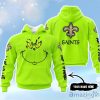 New Orleans Saints Grinch Custom Name Hoodie Unisex Neon Green Color