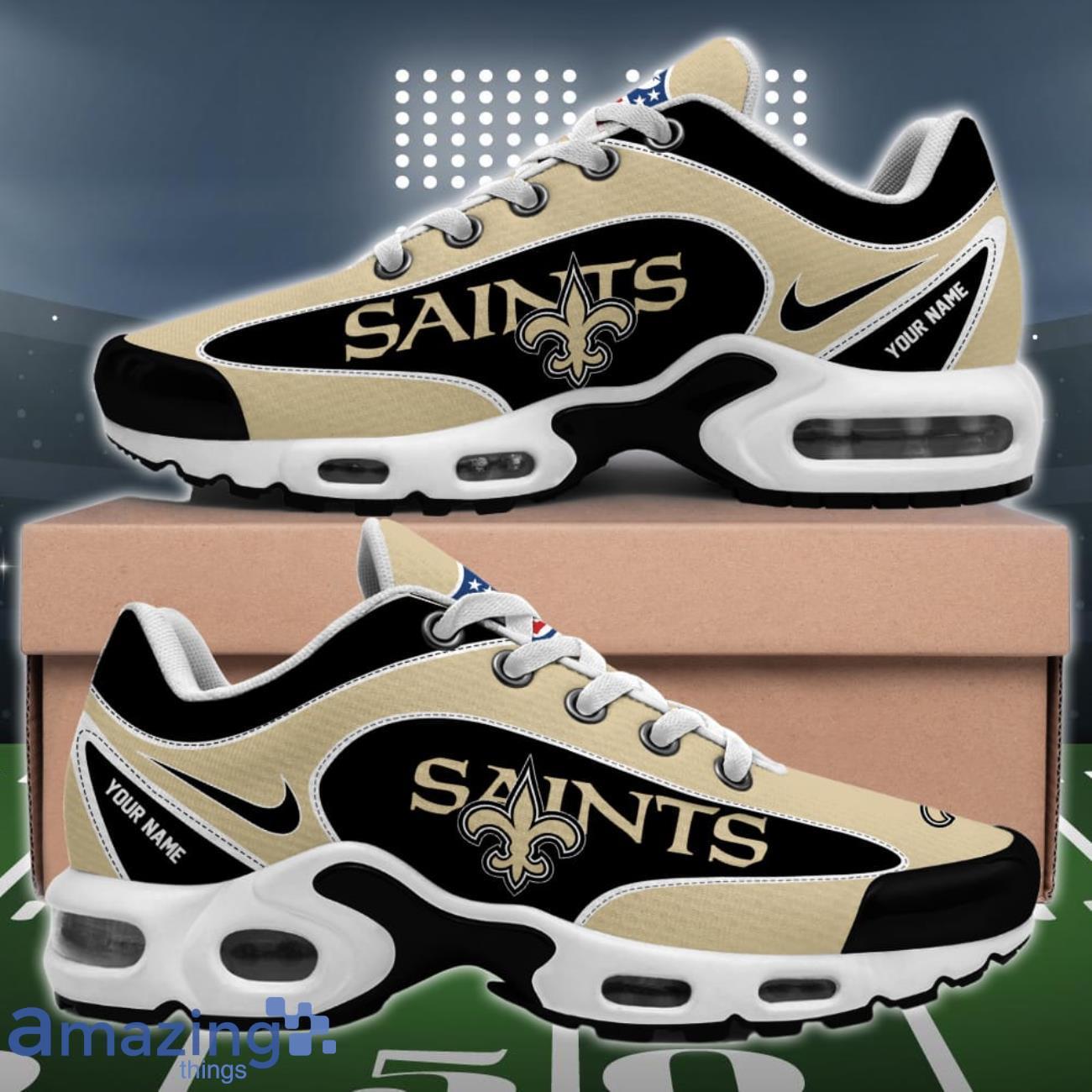 New Orleans Saints NFL 3D Effect Swoosh Custom Name Air Cushion Sport Shoes image New Orleans Saints NFL 3D Effect Swoosh Custom Name Air Cushion Sport Shoes Product Photo 2