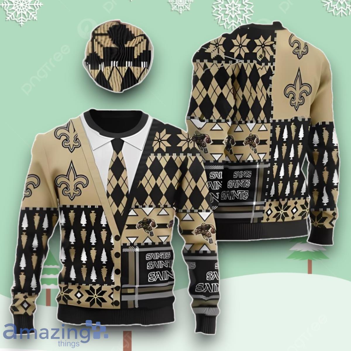 New Orleans Saints NFL American Football Team Cardigan Style Ugly Sweater Best Gift image New Orleans Saints NFL American Football Team Cardigan Style Ugly Sweater Best Gift Product Photo 1