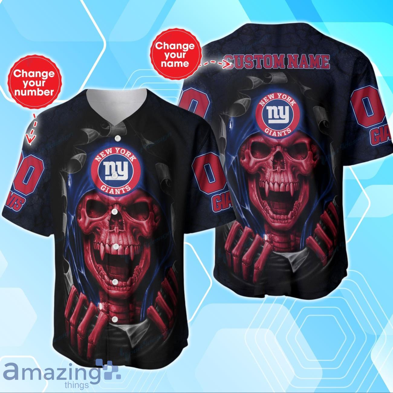 New York Giants Baseball Jersey Skull 3D Custom Number & Name image New York Giants Baseball Jersey Skull 3D Custom Number & Name Product Photo 1