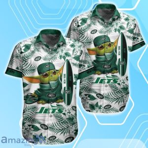 New York Jets NFL Baby Yoda Hawaiian Shirt & Short Style Tropical Pattern Best Gift For Fan image New York Jets NFL Baby Yoda Hawaiian Shirt & Short Style Tropical Pattern Best Gift For Fan Product Photo 2