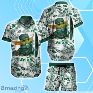 New York Jets NFL Baby Yoda Hawaiian Shirt & Short Style Tropical Pattern Best Gift For Fan Product Photo 1