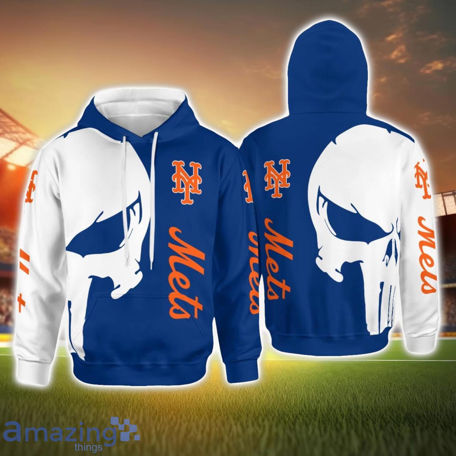 New York Mets Skull All Over Printed 3D Hoodie image New York Mets Skull All Over Printed 3D Hoodie Product Photo 1