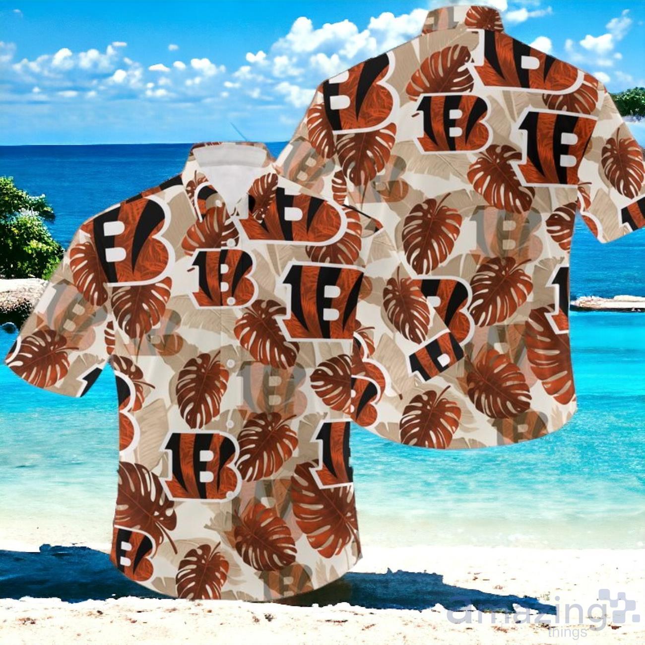NFL Cincinnati Bengals Leaves Hawaiian Shirt Unisex image NFL Cincinnati Bengals Leaves Hawaiian Shirt Unisex Product Photo 1