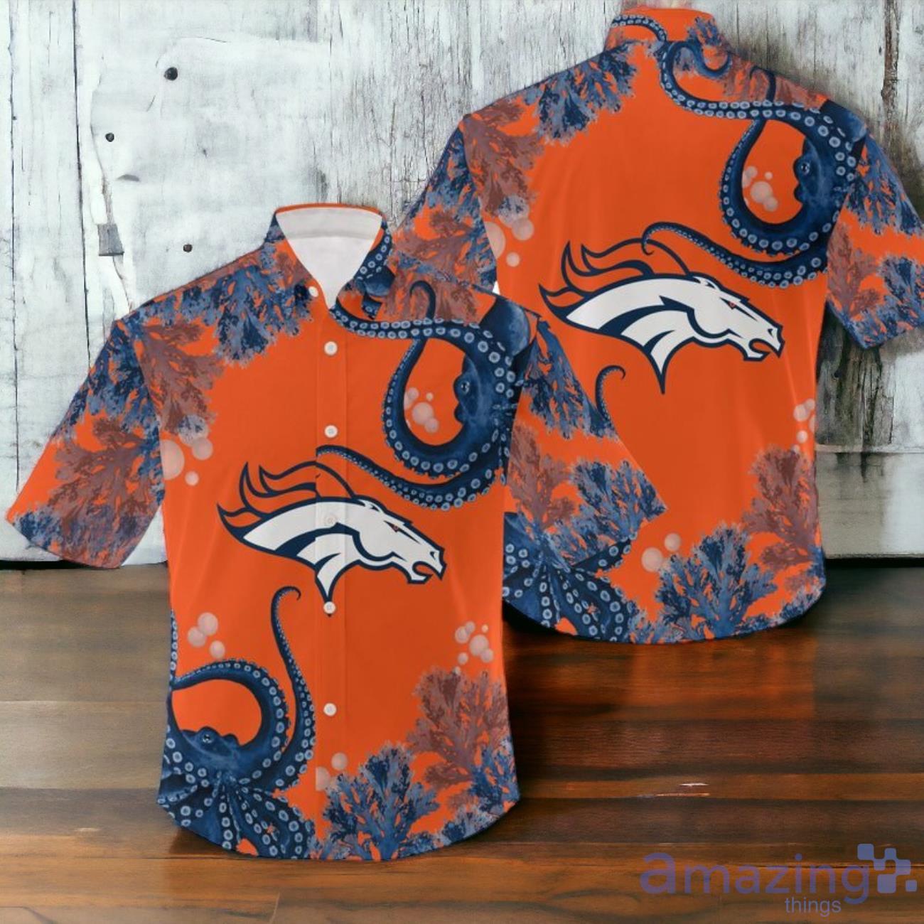 NFL Denver Broncos Hawaiian Shirt New Design 3D For Fans image NFL Denver Broncos Hawaiian Shirt New Design 3D For Fans Product Photo 1