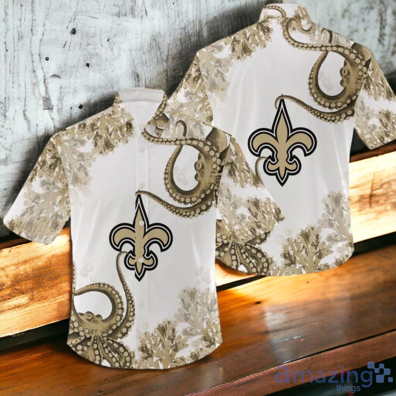 NFL New Orleans Saints Hawaiian Shirt New Design 3D For Fans image NFL New Orleans Saints Hawaiian Shirt New Design 3D For Fans Product Photo 1