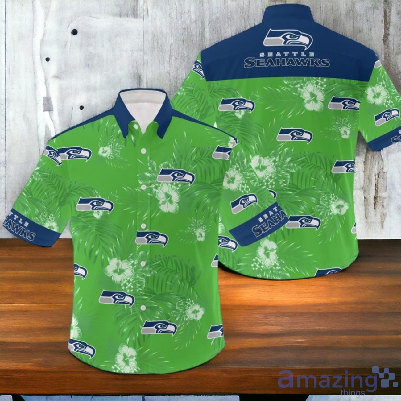 NFLSeattle Seahawks Hawaiian Shirt New Design 3D For Fans image NFLSeattle Seahawks Hawaiian Shirt New Design 3D For Fans Product Photo 1