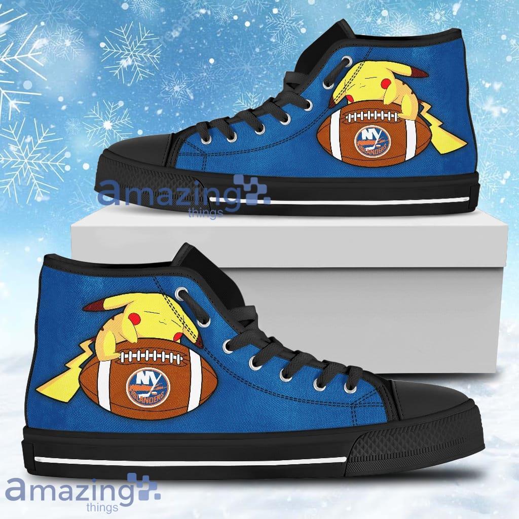 Nice Pikachu Laying On Ball New York Islanders High Top Shoes For Men And Women image Nice Pikachu Laying On Ball New York Islanders High Top Shoes For Men And Women Product Photo 1