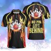 No Pin Left Behind Bowling Black Shirt With Flames, Polo Style Bowling Personalized Polo Shirt