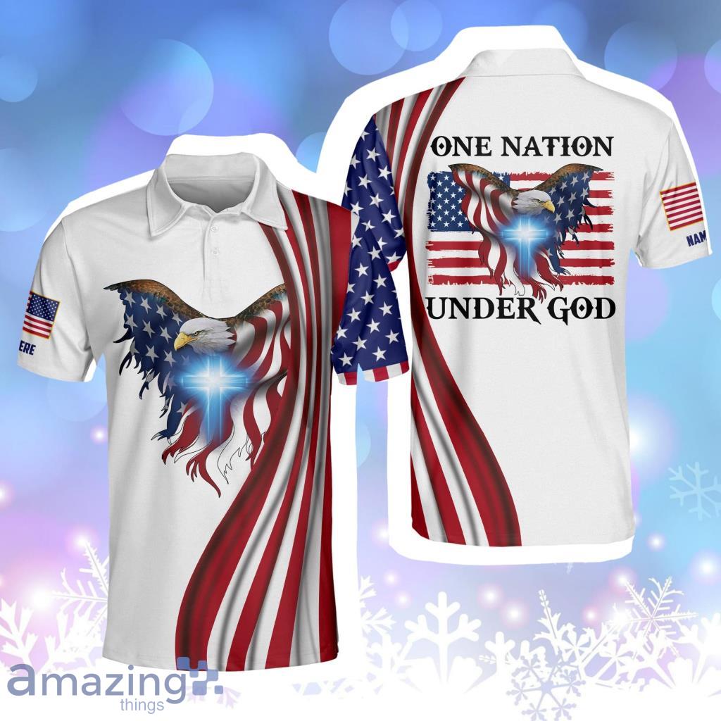 One Nation Under God Eagle Golf Personalized Polo Shirt image One Nation Under God Eagle Golf Personalized Polo Shirt Product Photo 1